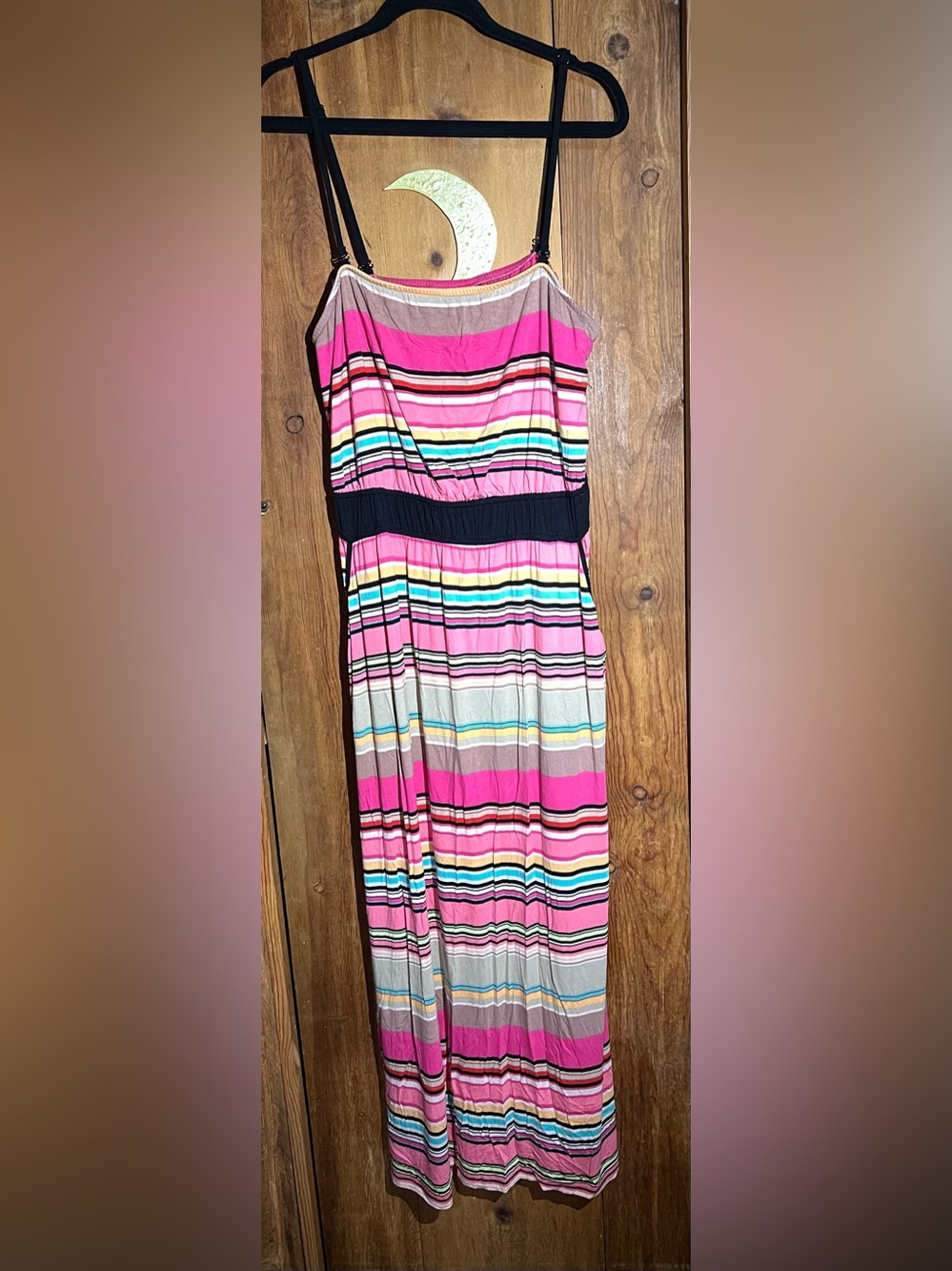 Lane Bryant Pink Multi-Stripe Sleeveless Maxi Dress